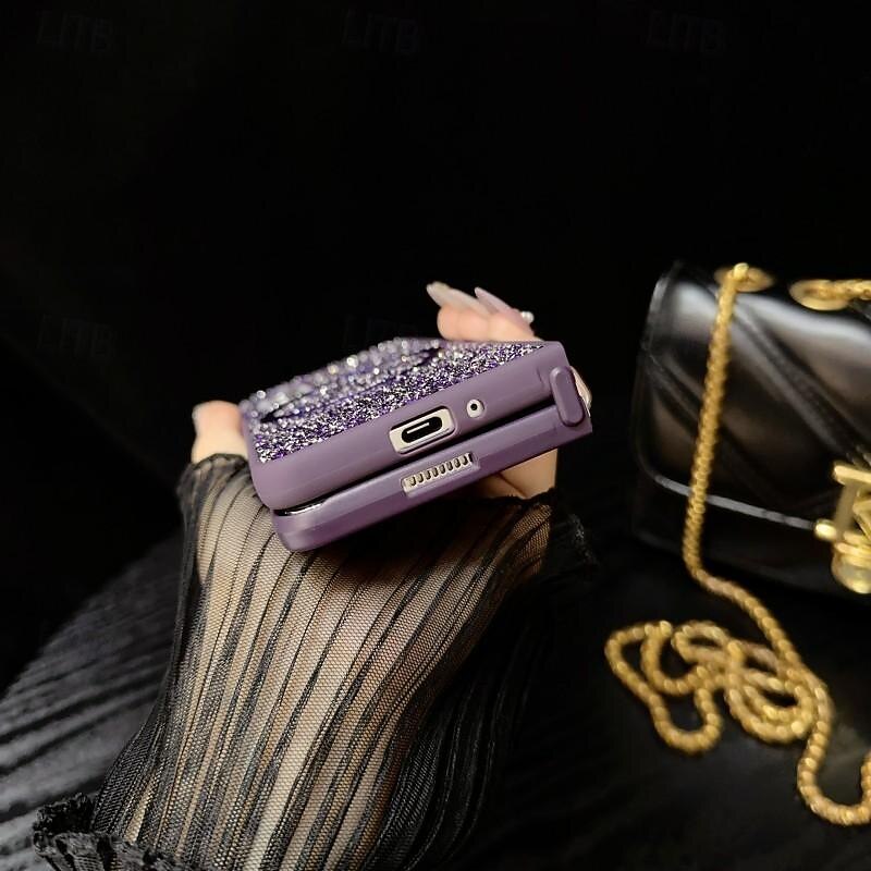 Phone Case For Samsung Galaxy Z Fold 7 Z Fold 6 Z Fold 5 Z Fold 4 Z Fold 3 Back Cover Magnetic Adsorption Magnetic Bling Glitter Shiny Shockproof Color Gradient PC4