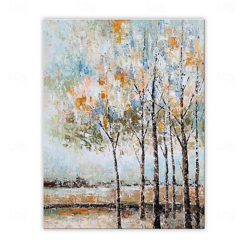 Handmade Oil Paintings Canvas Wall Art Decoration Modern Abstract Small Wooded Rural Landscape for Home Decor Rolled Frameless Unstretched Painting2