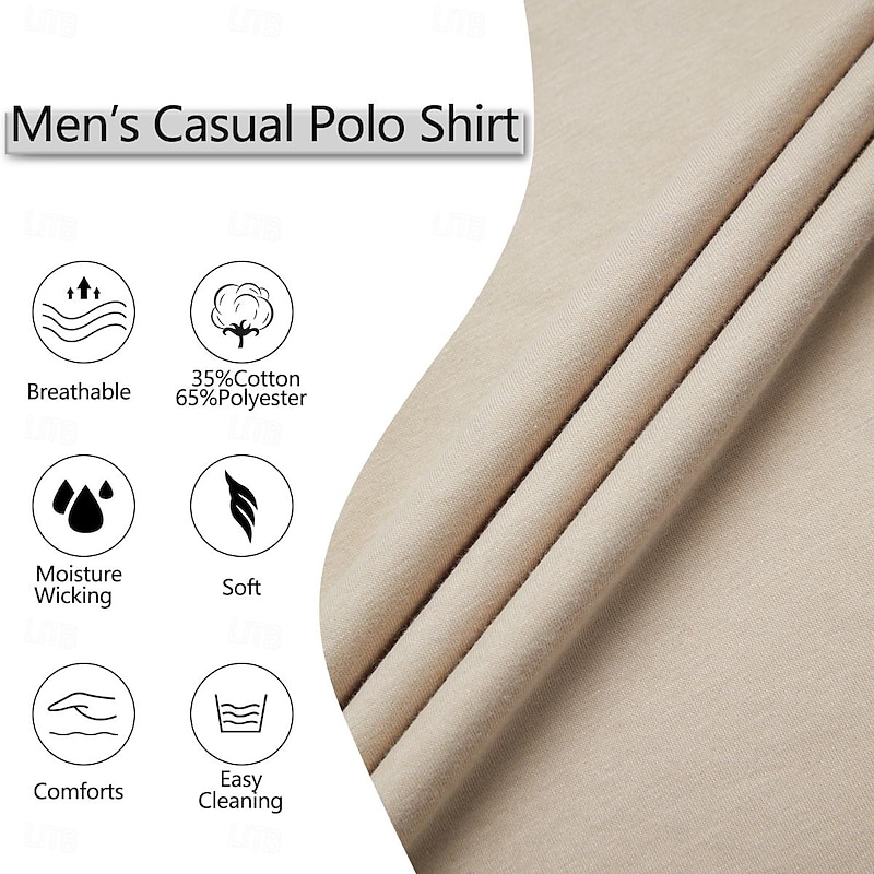 Men's Cotton Polo Shirt Golf Shirt Casual Holiday Lapel Short Sleeve Fashion Basic Color Block Patchwork Summer Regular Fit Navy-blue milk white khaki Cotton Polo Shirt3