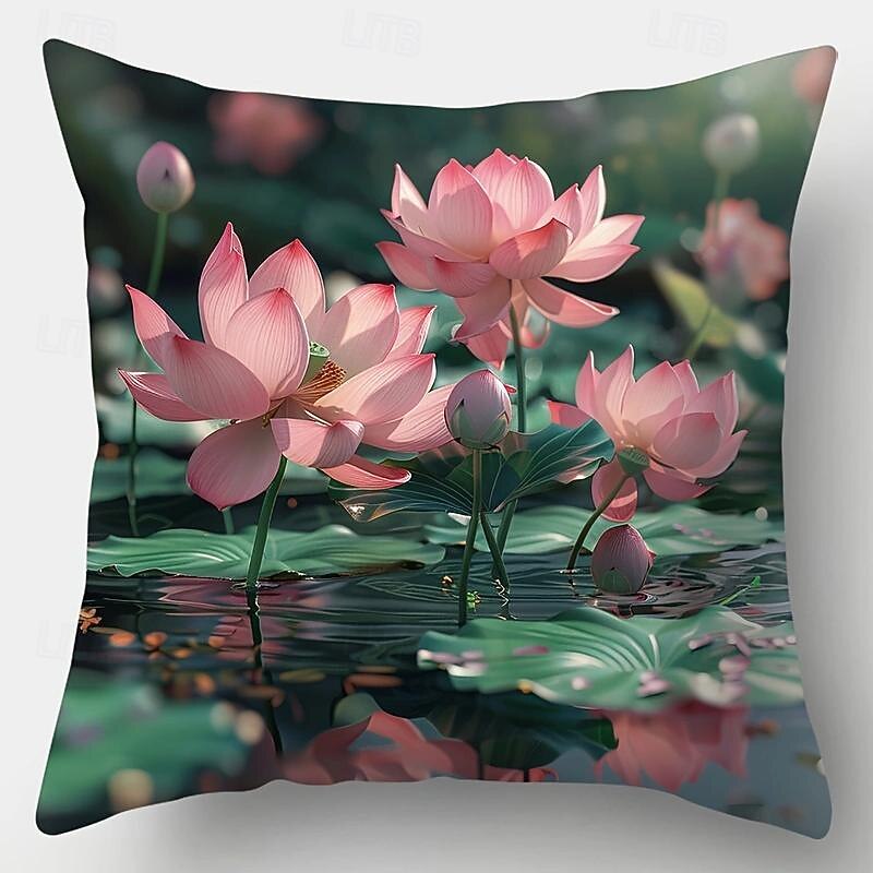 Lotus Pound Decorative Toss Pillows Cover 1PC Soft Square Cushion Case Pillowcase for Bedroom Livingroom Sofa Couch Chair3