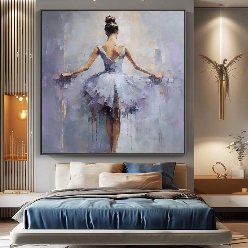 Handmade Oil Painting Canvas Wall Art Decoration Modern Figure Ballerina Girl for Home Dance Studio Decor Rolled Frameless Unstretched Painting3
