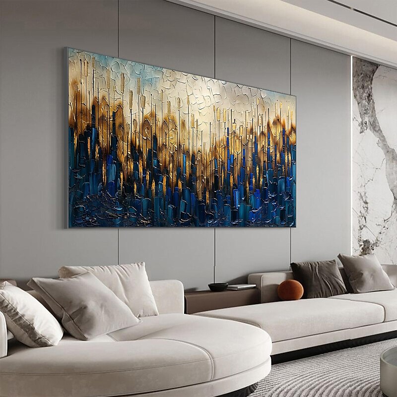 Handmade Original Blue Thick texture Oil Painting On Canvas Wall Art Painting Minimalist Home Decor With Stretched FrameWithout Inner Frame Painting2