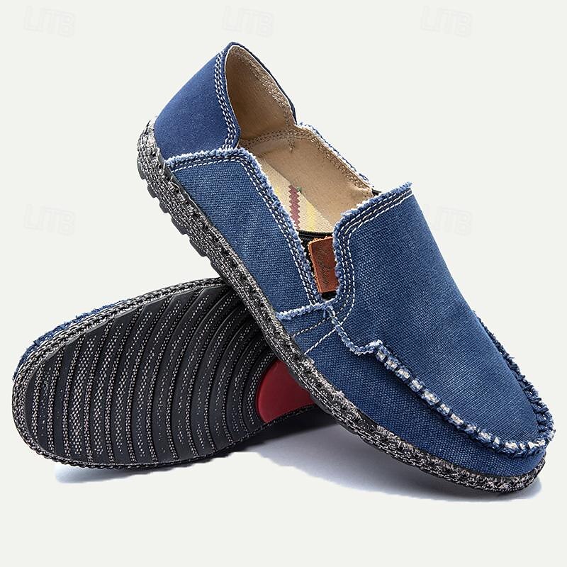 Men's Casual Canvas Slip-On Loafers – Lightweight and Breathable Walking Shoes