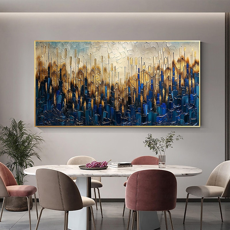 Handmade Original Urban Architecture Oil Painting On Canvas Abstract City Building Wall Art for Home Decor With Stretched Frame Without Inner Frame Painting