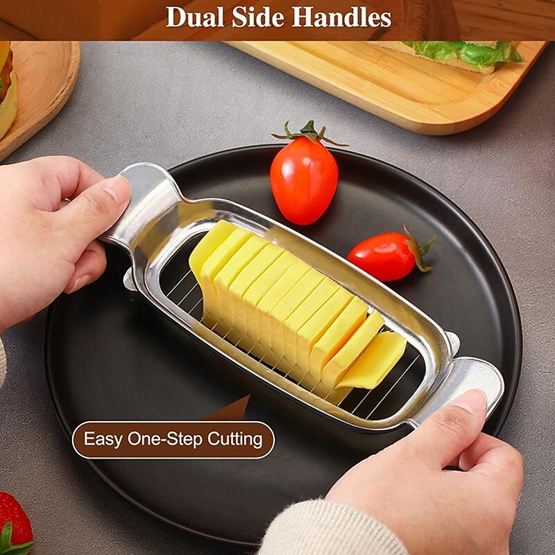 Butter Slicer Aluminum Stainless Steel Butter and Cheese Cutter Slicer with Portable Grip for Butter Cheese Fruit Baking Single Stick Easy to Clean2
