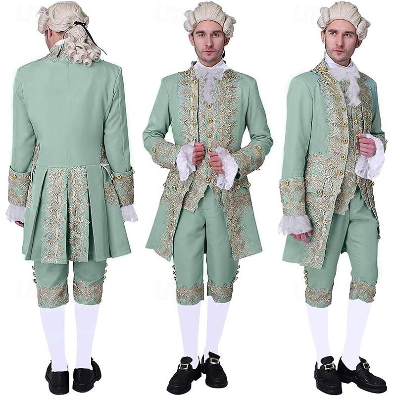 Rococo Baroque Victorian Outfits Fancy Dress Men's Royal Halloween Carnival Performance Party Masquerade Adults' Coat Pants Collar All Seasons2
