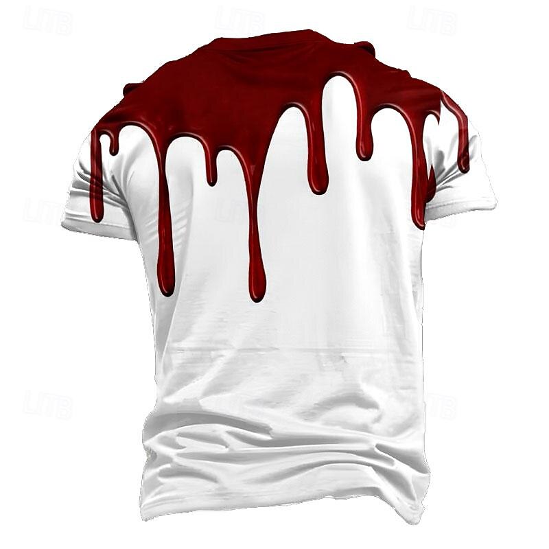 Men's Blood Splatter Blood stains T Shirt Short Sleeve T shirt 3D Print Crew Neck Shirt Designer Steampunk Carnival Party Street Black Red Summer Spring Clothing Apparel S M L XL XXL XXXL2