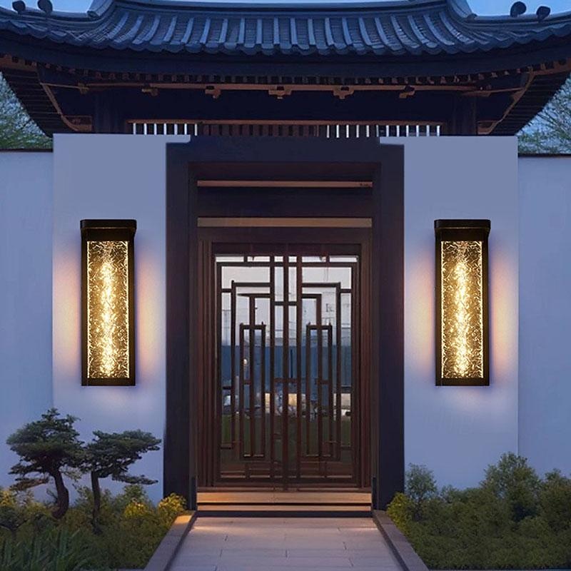 LED Outdoor Wall Lights Multi Color 16cm Single Head New Chinese Style Modern Waterproof Metal Acrylic 20W For Balcony Aisle Garden Villa 110-240V3