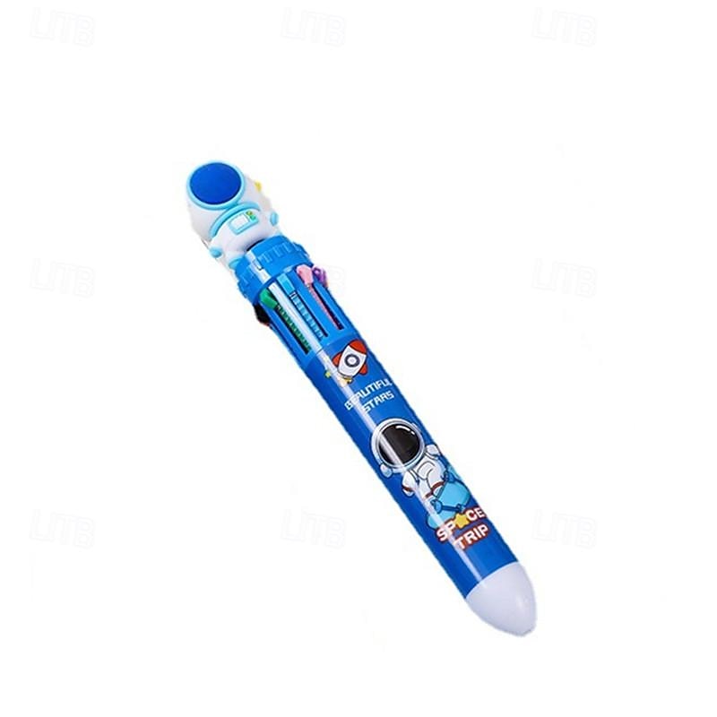 4pcs Student Astronaut 10-color Ballpoint Pen Student Notebook 10-color Pen Creative Astronaut Press Multicolor Pen2