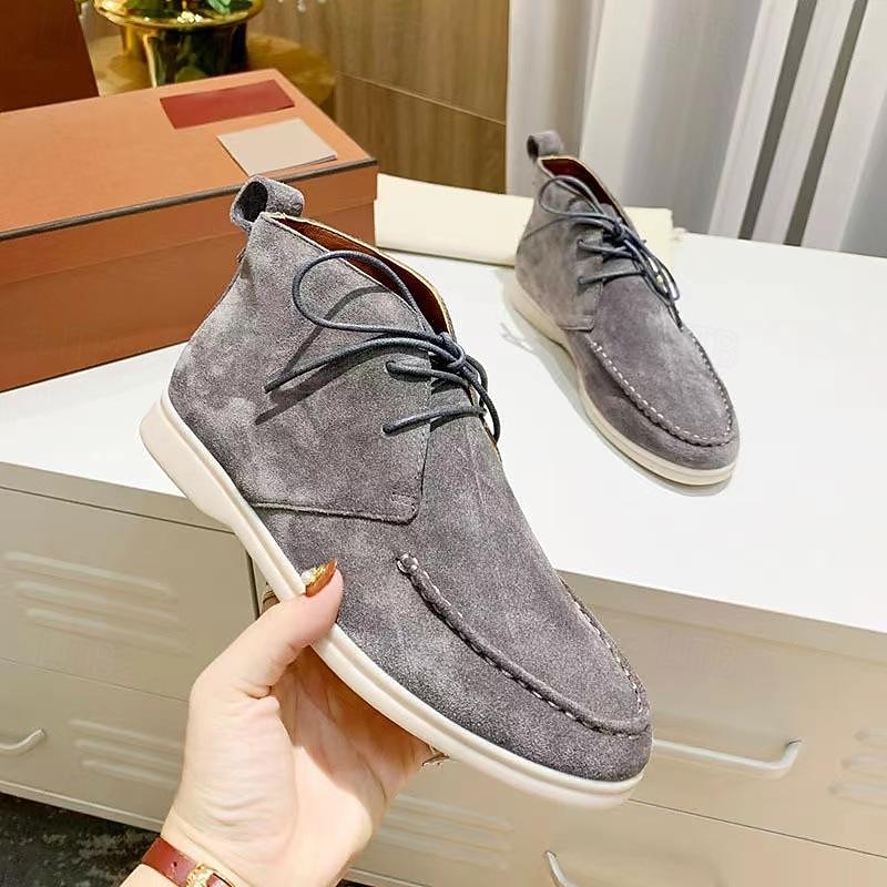 Men's Beige Faux Suede Chukka Boots with Lace-Up Design – Casual Lightweight Ankle Boots for Everyday Wear2