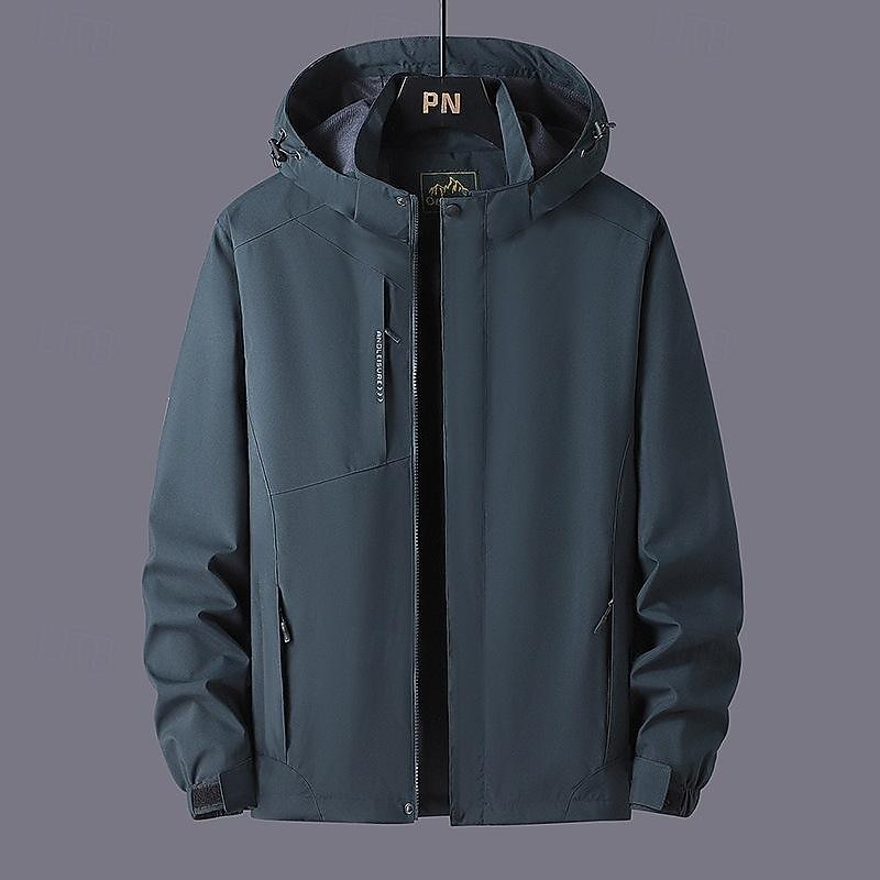 Men's Hoodie Jacket Hiking Jacket Rain Jacket Outdoor Waterproof Quick Dry Breathable Jacket Single Slider Camping / Hiking / Caving Dark Grey Black Dark Green Beige4