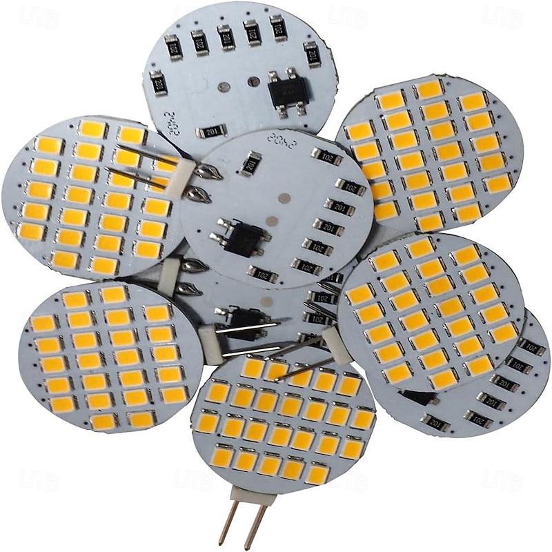 G4 LED Bulb 24-2835 SMD LED 1.5W Daylight 3000K Dimmable Super Bright 15W Halogen Replacement for RV Camper Travel Trailer Boat Under Cabinet Dome Light DC 12V 10Pcs