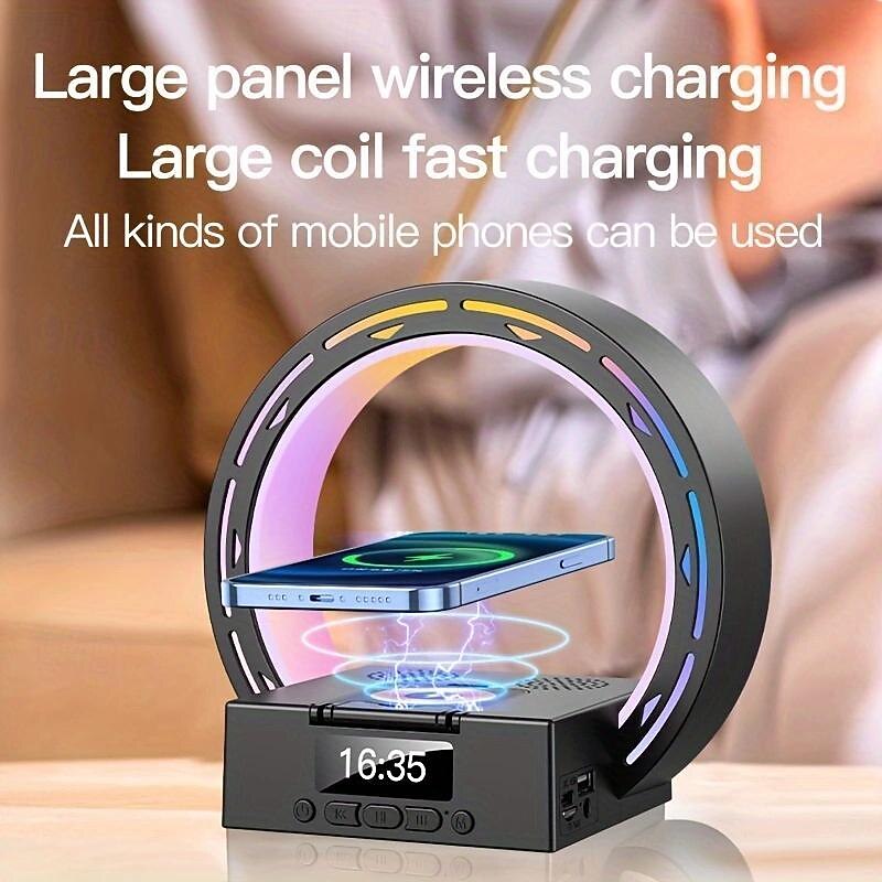 15W LED Smart Light with Multifunctional Wireless Charging Station - Coil Fast Wireless Charging, Immersive Wireless Speaker, Adjustable LED Desk Lamp, Rechargeable Wireless Speaker