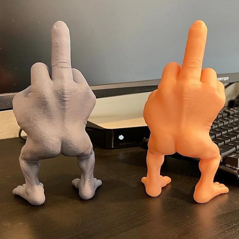 Middle Finger Figure With Legs, 3/7 Inches Tall The Finger with Legs, Creative Middle Finger Resin Sculpture Decoration for Home Office Desktop, Funny Gag Gift, Desk Accessory2