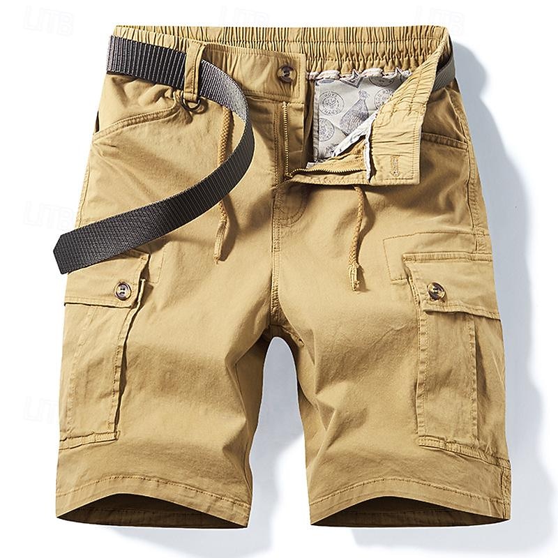Men's Tactical Shorts Cargo Shorts Shorts Elastic Waist Multi Pocket Plain Wearable Knee Length Outdoor Daily Camping & Hiking Fashion Classic Black Yellow