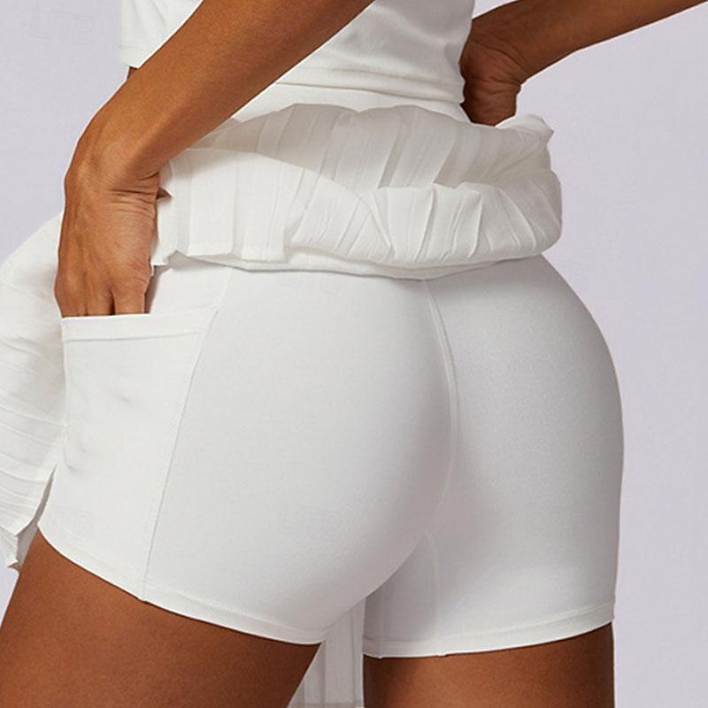 Women's Yoga Skirt Ruched with Phone Pocket High Waist Pilates Gym Workout Workout Shorts Solid Color Black White Sky Blue Sports Activewear Stretchy Slim4