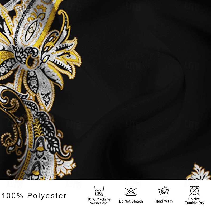 Men's Pattern Shirt Button Up Shirt Short Sleeve Casual Daily Holiday Summer Spring Turndown Print Black3