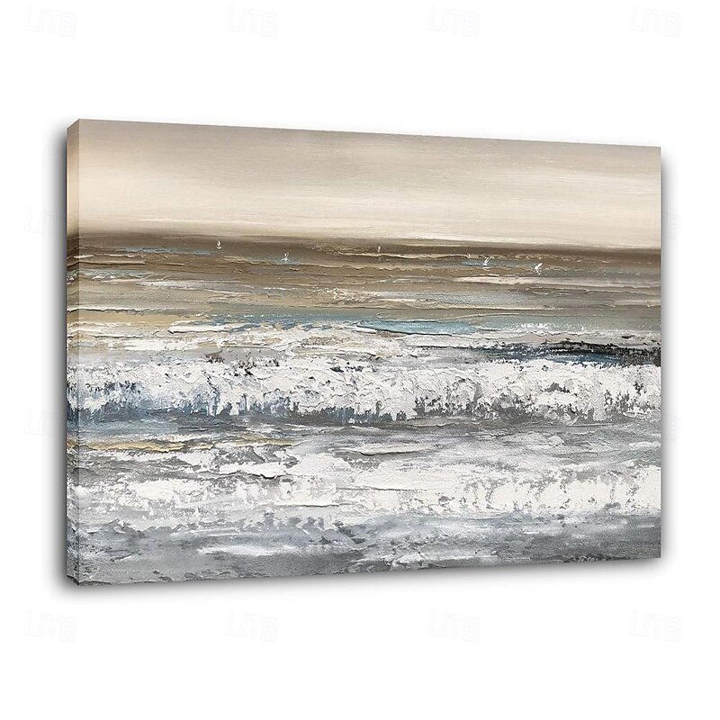 Handmade Oil Painting Canvas Wall Art Decoration Modern Abstract Sea Beach Sea Wave Landscape for Living Room Home Decor Rolled Frameless Unstretched Painting4