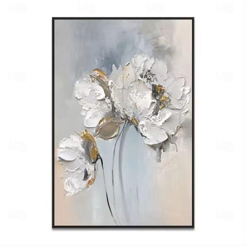 Handmade Oil Paintings Canvas Wall Art Decoration Wabi-Sabi Style Simple Abstract Flowers for Home Decor Rolled Frameless Unstretched Painting3