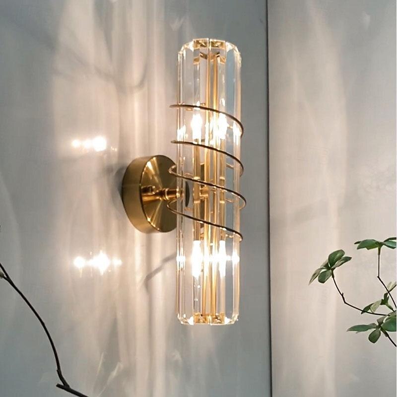 LED Indoor Wall Light 3-Color Light 12cm E14 Simple and Modern TV Background Wall Lamp Light Luxury Atmosphere Crystal Home Decoration Wall Sconce Base Energy-Saving Living Room Bedroom 85-265V2