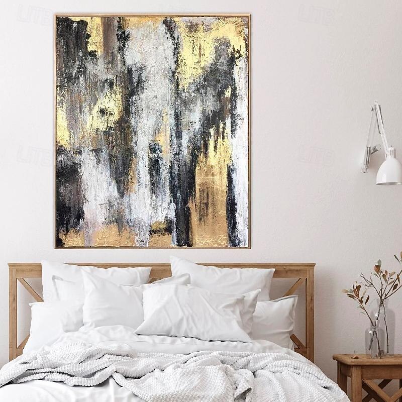 Large Abstract Oil Paintings On Canvas Gold foil oil painting Artwork Heavy Textured oil painting handmade Wall Art Luxury Painting HandPainted mordern painting Art Wall Decor for bedroom living room4