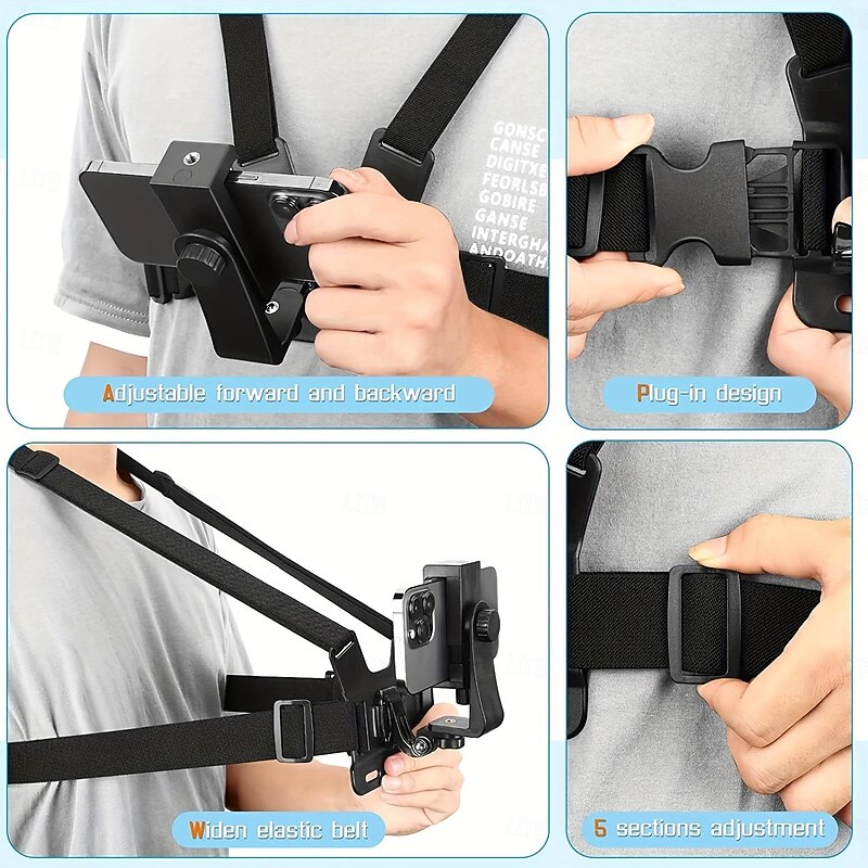 1 pc Universal Cell Phone Chest Mount Harness Strap Holder OutdoorSmartphone POv Video Mobile Phone Clip Mobile Phone HolderChest Strap Bracket3