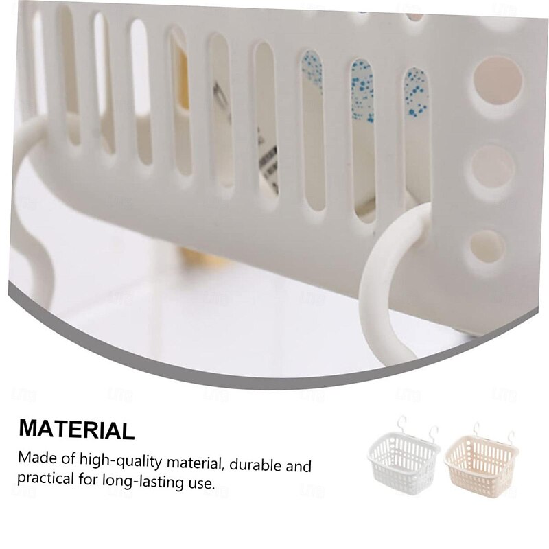 2pcs Rotatable Hook Plastic Hanging Basket - Portable Shower Caddy for Bathroom, Kitchen, and Dormitory Storage, Space-Saving Organizer4