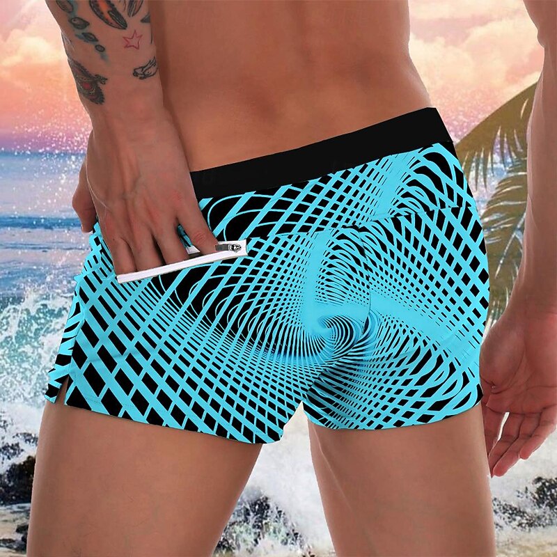 Men's Geometric Pattern Swim Trunks Swim Shorts Board Shorts Mid Waist Fashion Designer Surfing Holiday Beach Drawstring Pocket Elastic Waist Designer Clothing Apparel2