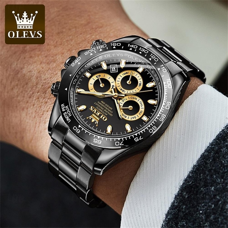 OLEVS Men Mechanical Watch Fashion Business Wristwatch Automatic Self-winding Luminous Calendar Waterproof Steel Watch4