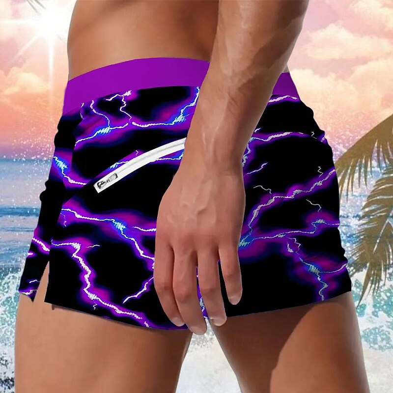 Men's Optical Illusion Lightning Swim Trunks Swim Shorts Board Shorts Mid Waist Fashion Designer Holiday Beach Swimming Pool Drawstring Pocket Elastic Waist Designer Clothing Apparel3
