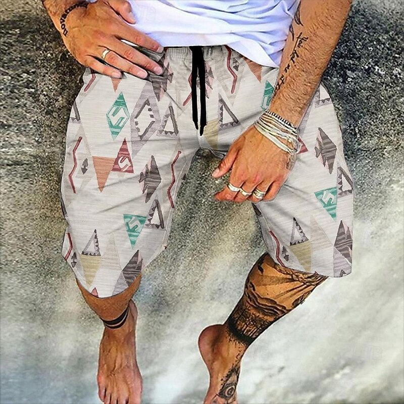 Men's Shorts Summer Shorts Beach Shorts Elastic Waist Print Graphic Prints Outdoor Knee Length Daily Beach Hawaiian Designer 1 2 Micro-elastic3