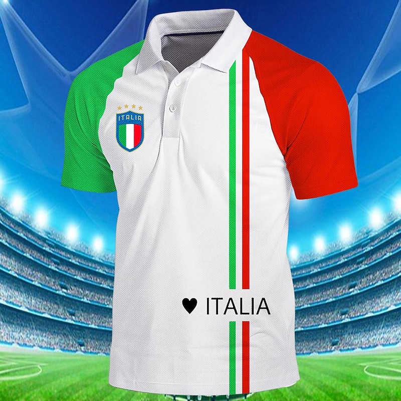 Men's Veterans Patriotic Sports Polo Shirts Golf Shirt Short Sleeve Polo Shirts Collared Shirts Casual Streetwear Vacation Wear Party Outfits 3D Print Buttons Spring & Summer White