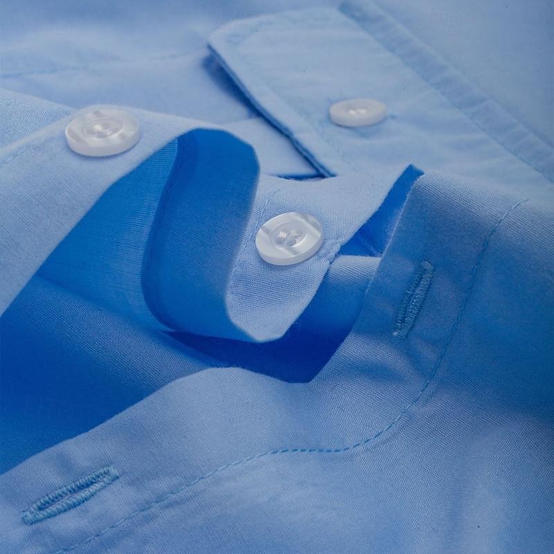 Men's Shirt Summer Shirt Beach Wear Button Up Shirt Casual Shirt Black White Yellow Blue Dark Green Short Sleeve Solid Color Lapel Daily Vacation Pocket Clothing Apparel Fashion Casual Comfortable4