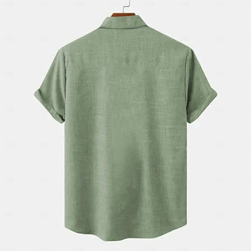 Men's Shirt Linen Shirt Guayabera Shirt Retro Shirts Vintage Shirt Ethnic Shirt Striped Formal Outdoor Blue Brown Green Short Sleeve Turndown Summer Clothing Apparel2
