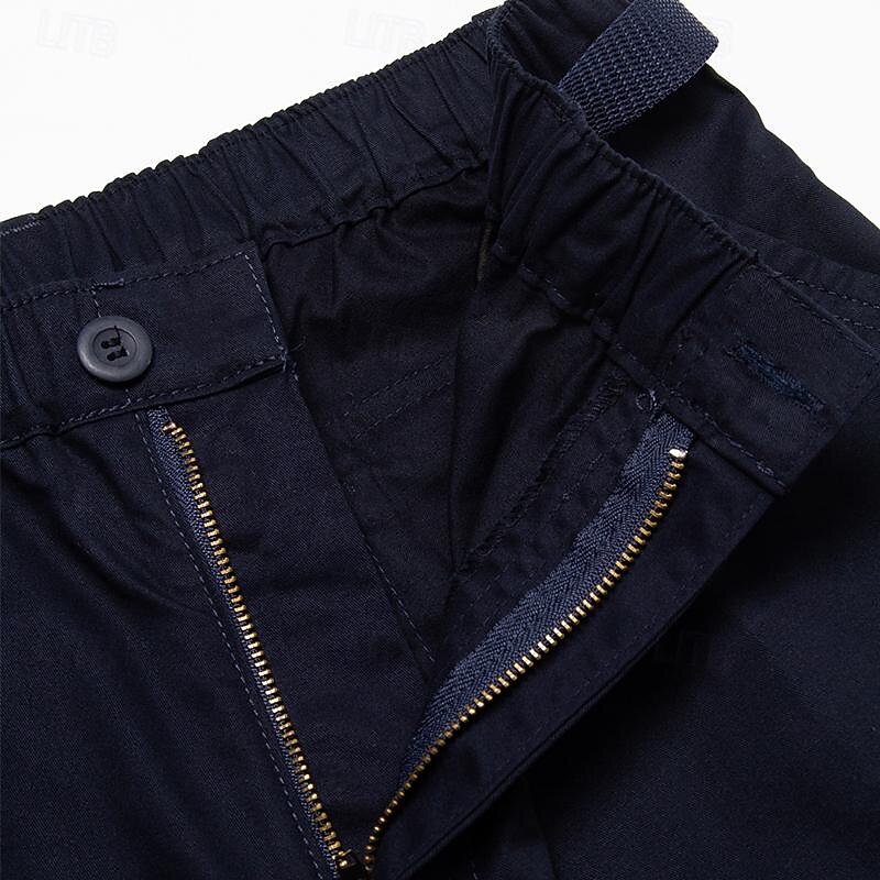 Men's Cargo Shorts Shorts Casual Shorts Hiking Shorts Zipper Pocket Leg Drawstring Plain Comfort Breathable Calf-Length Outdoor Daily Going out Fashion Streetwear Navy Blue Green4