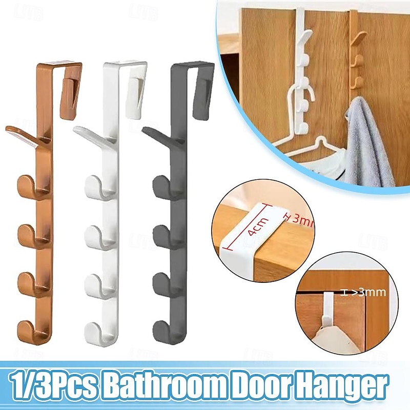1/3pcs Door Hanger Clothes Rack - Hanging Door Organizer with Hooks for Caps, Purses, Bags, Hats - Home Storage for Bedroom, Cabinets