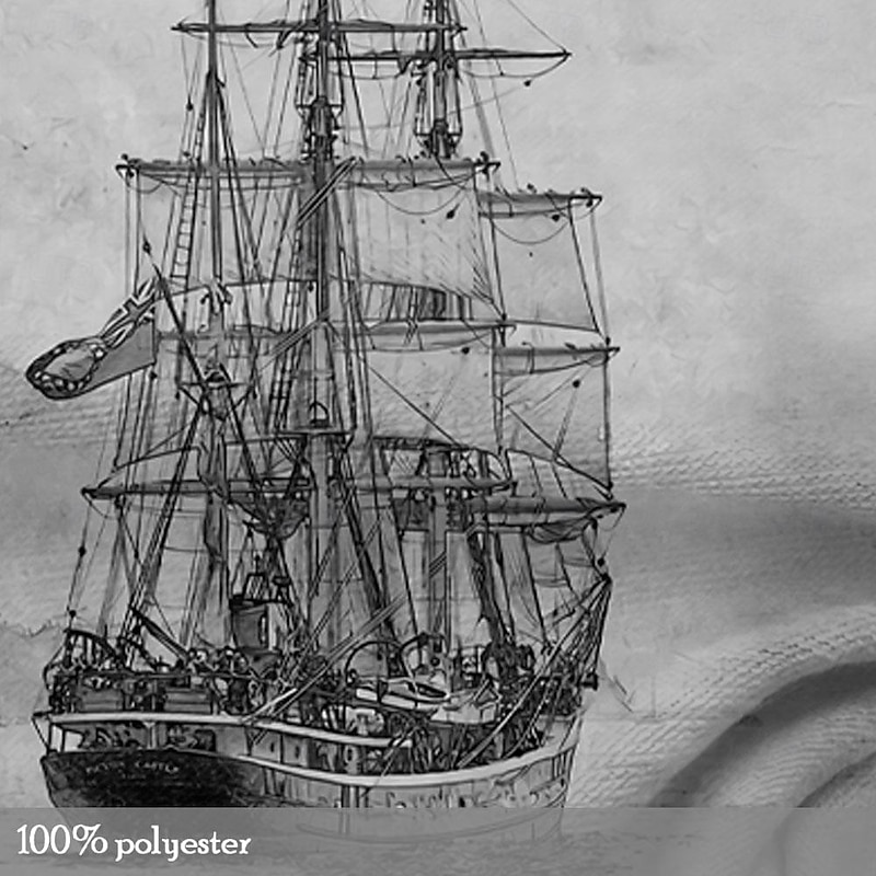 Men's Ship Pirate T shirt Short Sleeve 3D Print Retro Vintage Gothic Party Street Summer Spring Blue Brown Gray Henley Collar Henley T-Shirt3