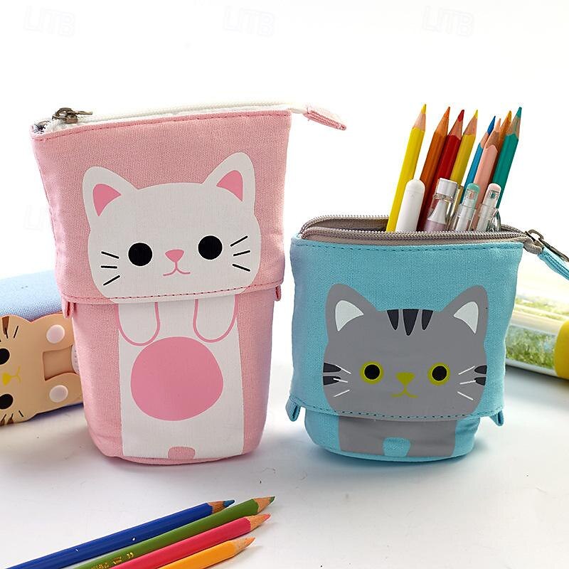 Standing Pencil Case Back to School Cute Telescopic Pen Holder Standing Pencil Pouch Organizer Pop up Pencil Bag Cosmetics Bag Portable Kawaii Stationary2