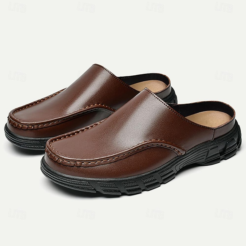 Men's Brown Slip-On Mules with Cushioned Sole - Comfortable and Stylish Footwear for Casual Wear2