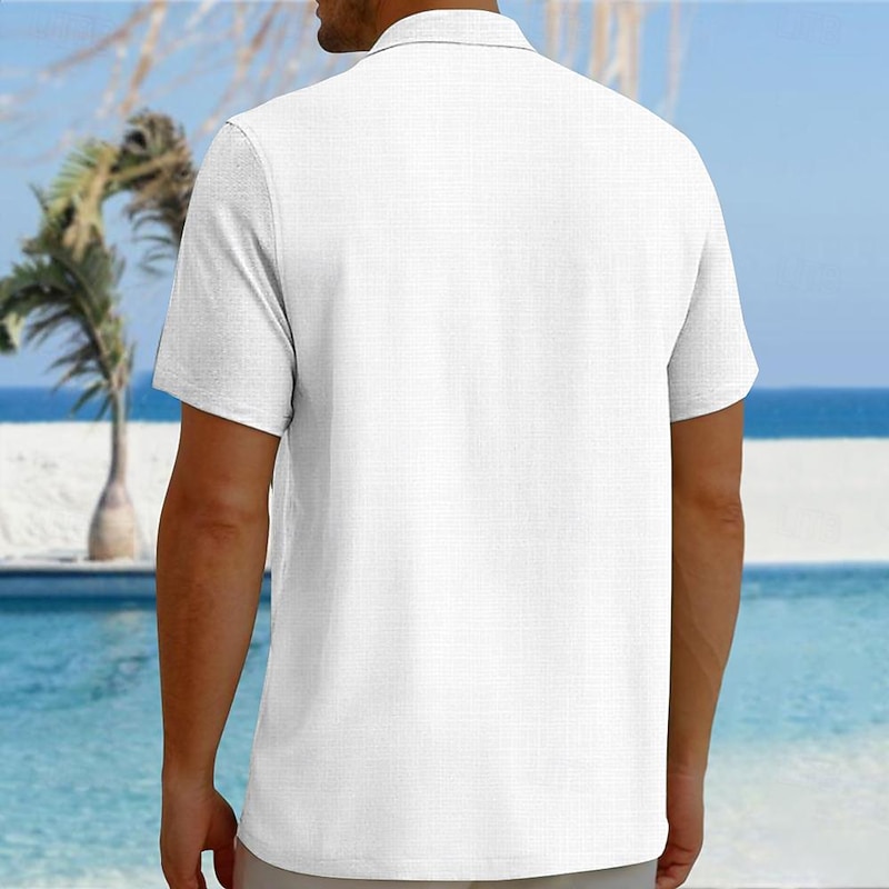 Men's Palm Leaf Tropical Plants Summer Hawaiian Shirt Aloha Shirt Short Sleeves Shirt Turndown Hawaiian Casual Resort Outdoor Vacation Street White #2 White S M L2