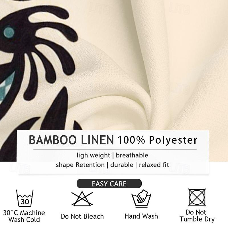 Men's Shirt Button Up Shirt Long Sleeve Casual Tribal Holiday Summer Spring Fall Stand Collar Print Blue Beige4