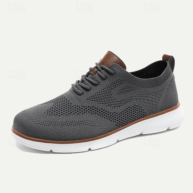 Men's Breathable Knit Sneakers - Lightweight Casual Walking Shoes with Lace-Up Design3