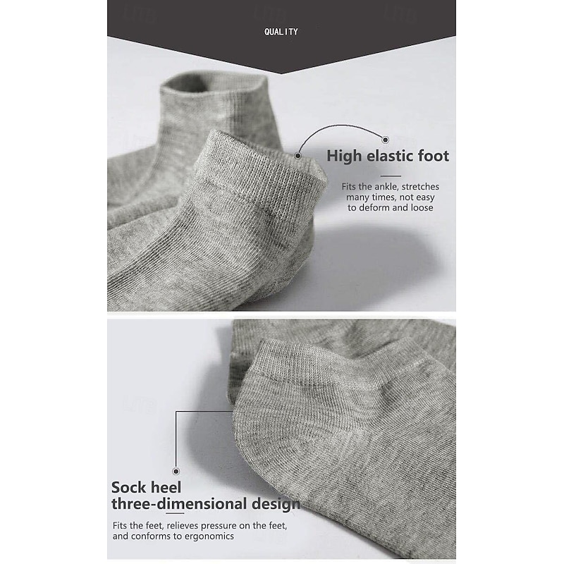 5 Pairs Of Black And White Gray Socks Four Seasons Solid Color Short Tube Invisible Low Socks Sweat-Absorbing3