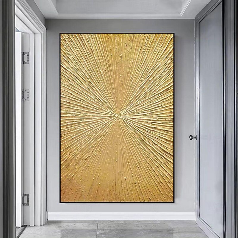 Handmade Oil Painting Canvas Wall Art Decoration Abstract Texture Golden Light Radiant for Home Decor Rolled Frameless Unstretched Painting4