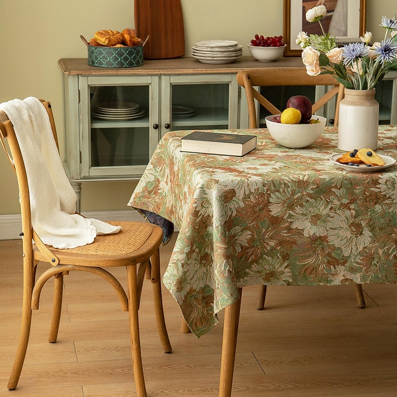 Moroccan Jacquard Tablecloth Stain and Wrinkle Resistant Washable Polyester Table Cloth, Decorative Fabric Table Cover for Dining Table, Buffet Parties and Camping4