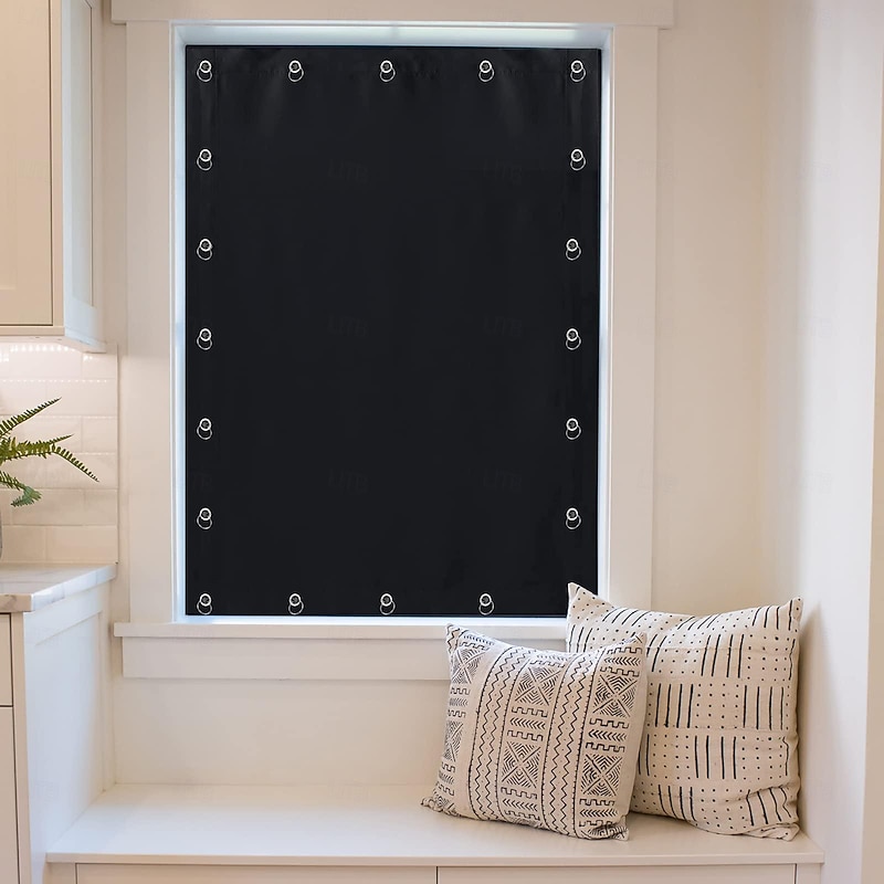 Portable Blackout Curtains Travel Blinds with Suction Cups Adjustable Shades Thermal Insulated Drapes for Window Storage Room Bathroom and Basement Black