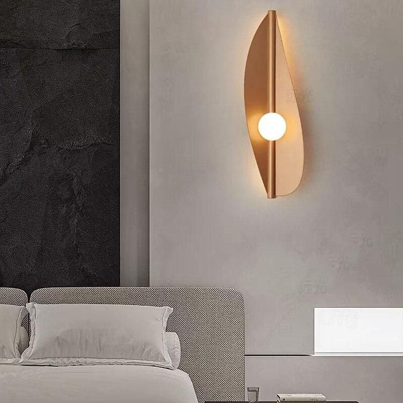 LED Indoor Wall Light Warm White 5W Mid Century Glass Wall Sconce Crescent Shape Finish Wall Mount Light Indoor Decor Wall Lighting Fixture for Living Dining Room Bedroom Hallway Bar 110-240V4