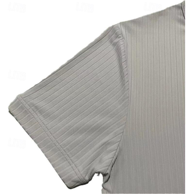 Men's Button T Shirt T Shirt Henley Shirt Tee Short Sleeve Henley Spring & Summer Plain Pit Strip Fashion Designer Basic Vacation Street Going out Wine Black White Top Tee for Men 23