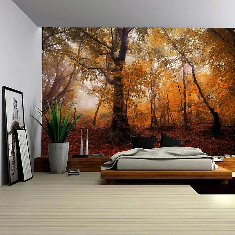 Nature Tree of Life Hanging Tapestry Wall Art Large Tapestry Mural Decor Photograph Backdrop Blanket Curtain Home Bedroom Living Room Decoration Forest2