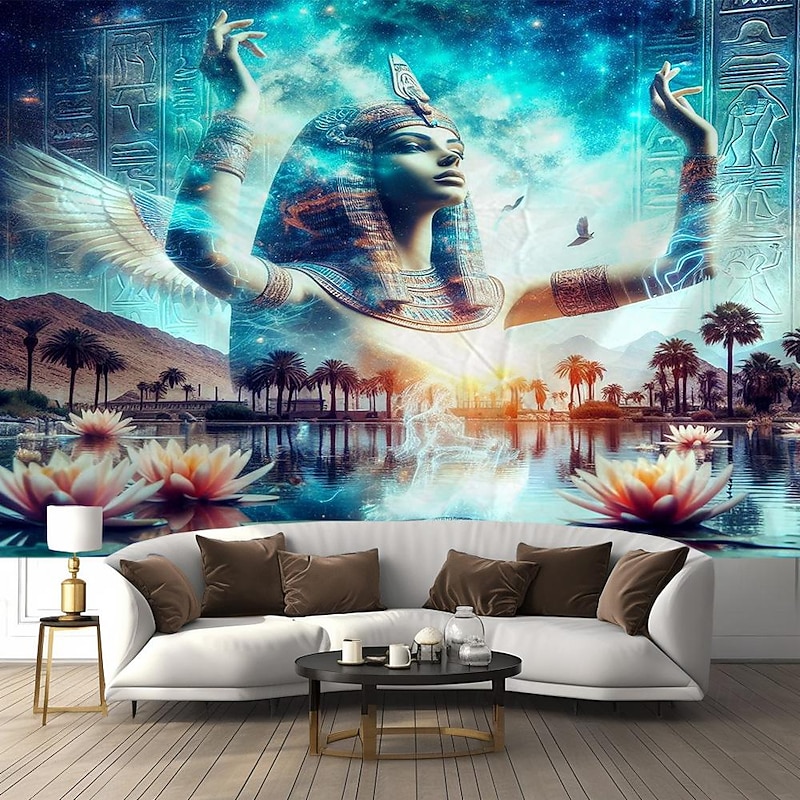Ancient Egyptian Hanging Tapestry Wall Art Large Tapestry Mural Decor Photograph Backdrop Blanket Curtain Home Bedroom Living Room Decoration Cat God Godness4